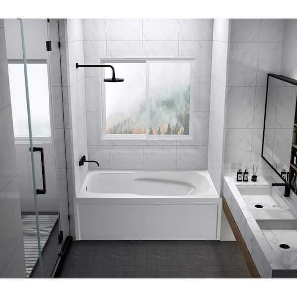 Oriel 60 in. Acrylic Left Drain Rectangular Alcove Bathtub in White