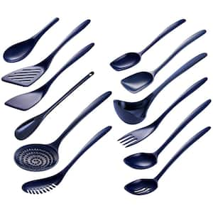 Cobalt Blue Cook and Serve Melamine Utensils, 12-Pcs Set