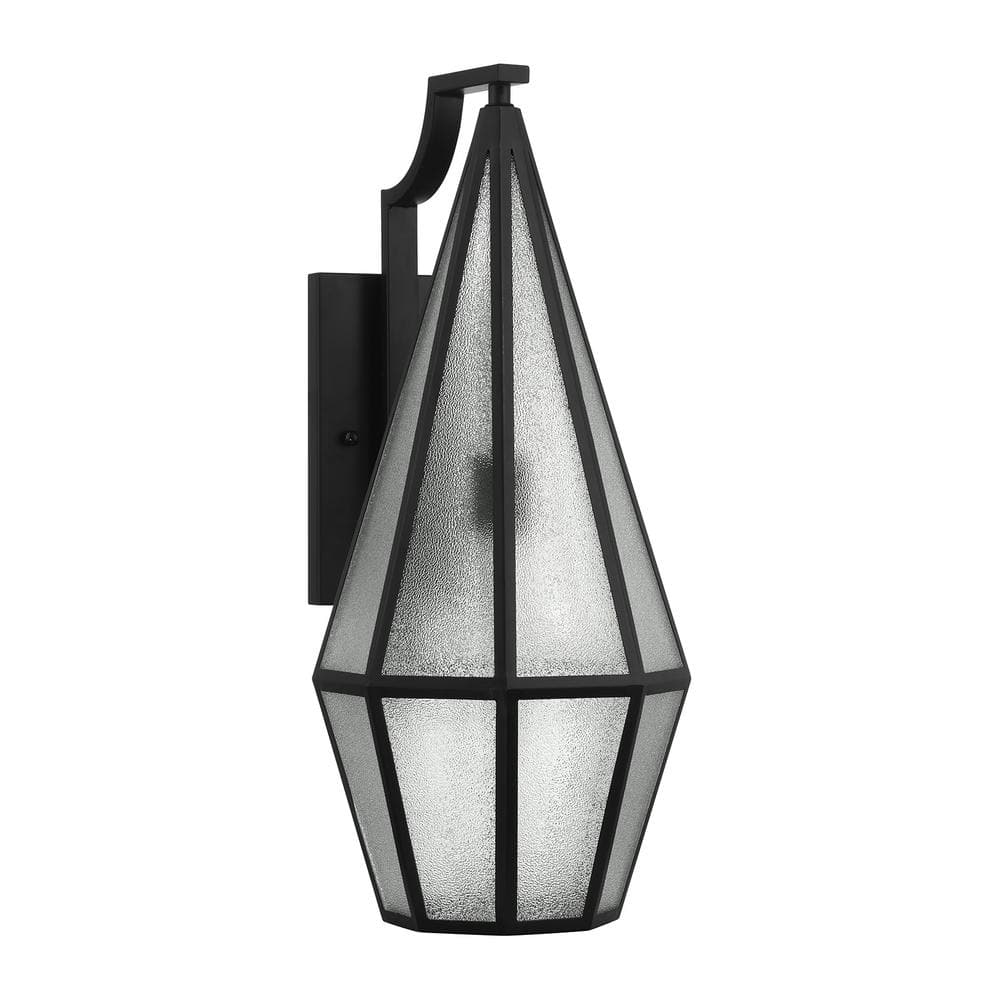 Matte Black Art Glass Outdoor Wall Lantern