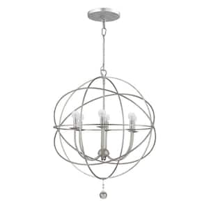 Solaris Collection 6-Light Olde Silver Orb Chandelier