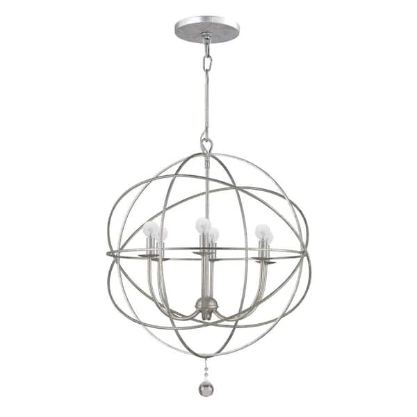 Crystorama Solaris Collection 6-Light Olde Silver Orb Chandelier