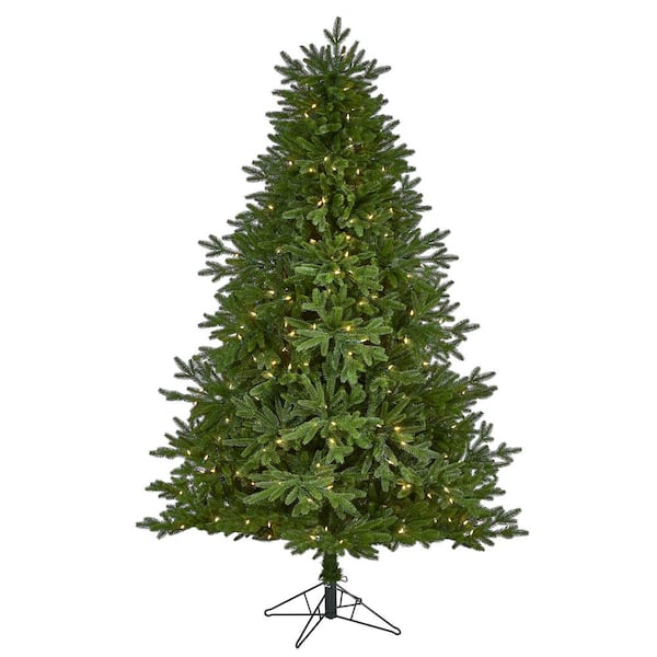 Nearly Natural 7 ft. Pre-lit Nova Scotia Fir Real Touch Artificial  Christmas Tree with 400 Multi-Function Warm White LED Lights T1577