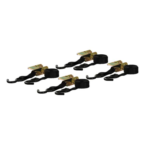 CURT 16' Black Cargo Straps with S-Hooks (500 lbs., 4-Pack)