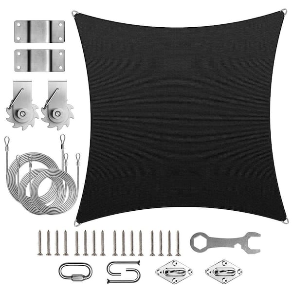 ROYAL SHADE Pro Ring 24 ft. x 24 ft. Square Sun Shade Sail with Hardware TAWAL-Black