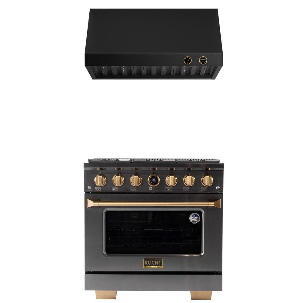 36 in. 5.2 cu. ft. 6-Burners Dual Fuel Range for Propane Gas in Titanium and Gold Plus Under Cabinet Range Hood price history on PriceWatchPro