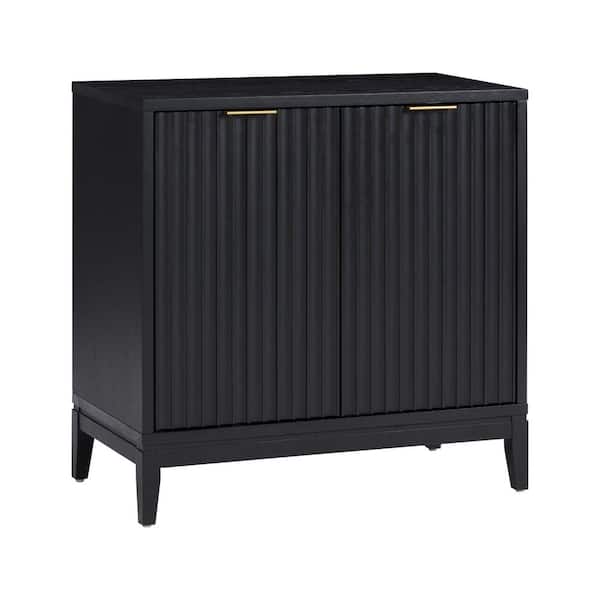 Jasper Black Oak Finish MDF 31 in. Sideboard Accent Storage Cabinet with Fluted Doors and Adjustable Shelves