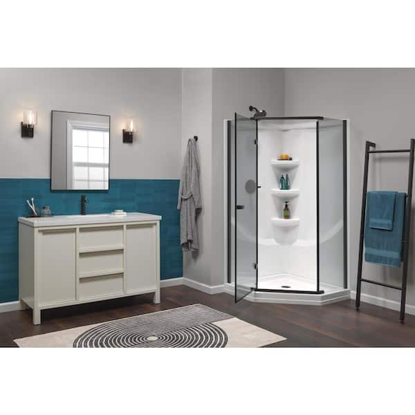 Delta Classic 38 in. W x 72 in. H Neo-Angle Pivot Semi Frameless Corner  Shower Enclosure in Stainless 422061 - The Home Depot