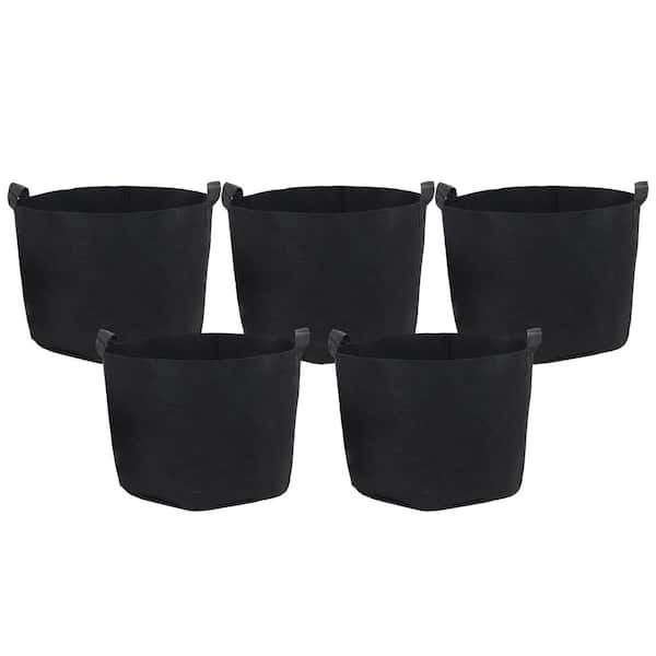 Sunnydaze 7 Gal. Plastic Garden Grow Bags with Handles - Non-Woven Polypropylene Fabric (5-Pack)