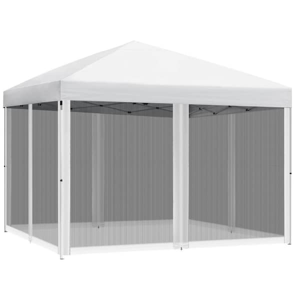 DEXTRUS 10 ft. x 10 ft. Patio Pop Up Canopy Tent with Netting Screen House Room Tent with 4 Ropes, 8 Stakes and 1 Carry Bag