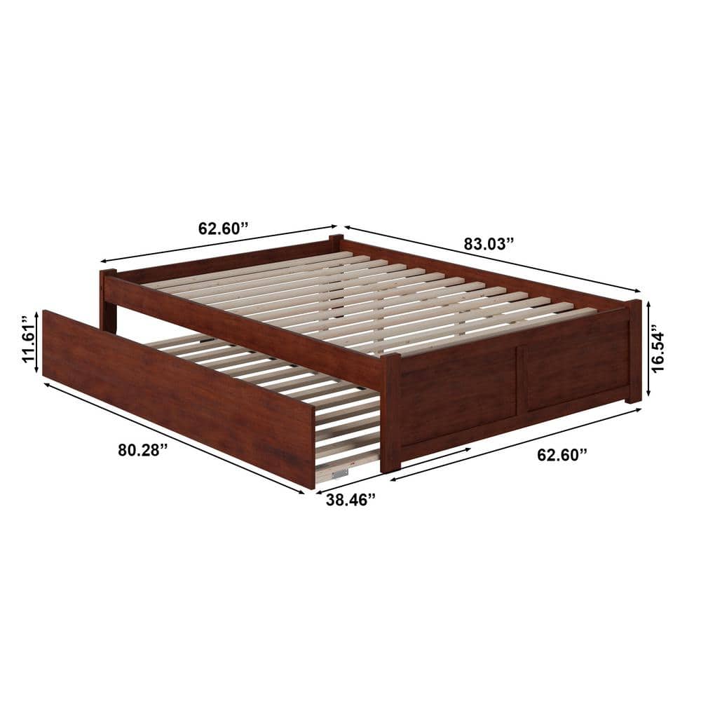 Concord Walnut Queen Platform Bed with Upholstered Headboard and Storage Trundle