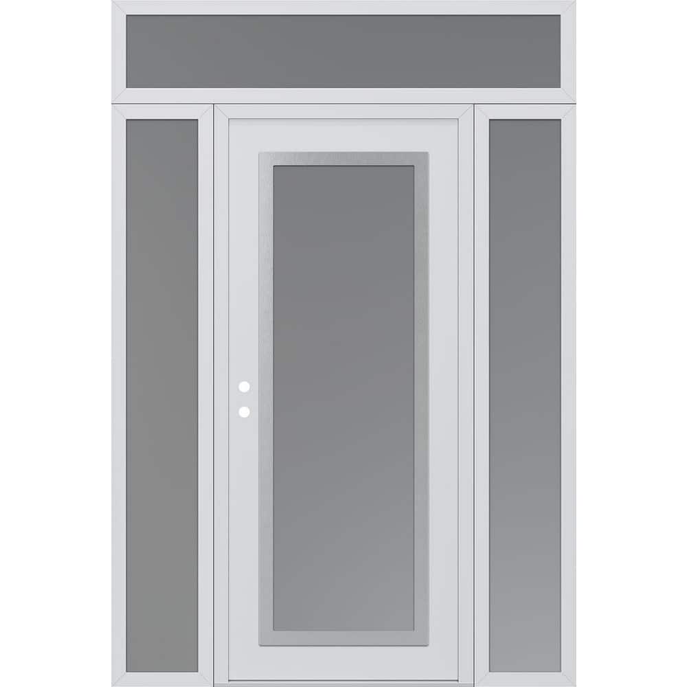 C1 64 in. x 96 in. Silver P Right-Hand/Inswing Frosted Glass White/White 2-Sidelite+Transom Steel Prehung Front Door price history on PriceWatchPro