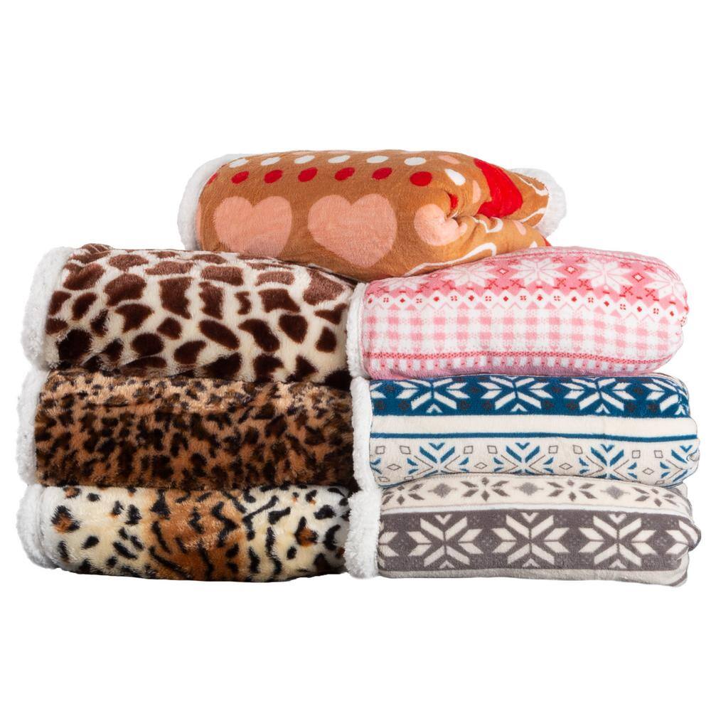 Gray Diamond Fleece Sherpa Reversible Winter Blanket