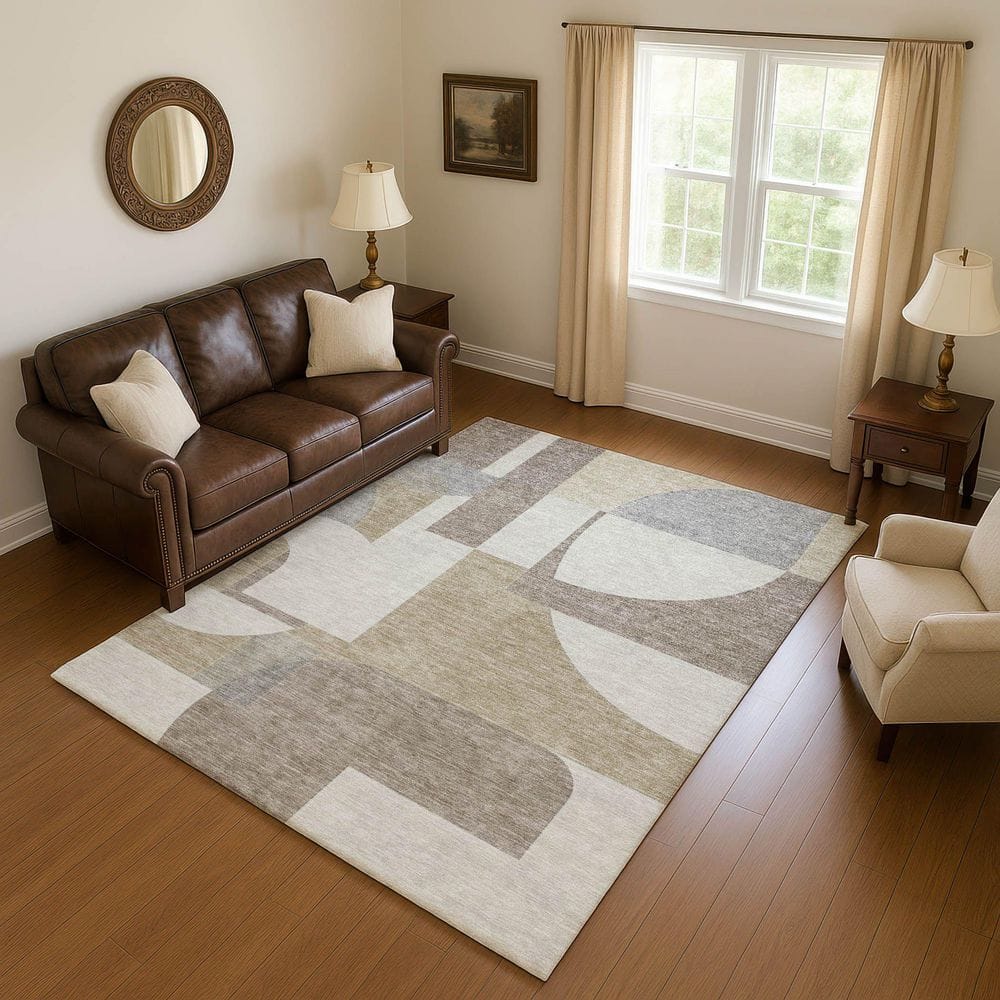 Mayfield Premium Machine Washable Abstract AMF1692 Khaki 10 ft. x 14 ft. Area Rug price history on PriceWatchPro