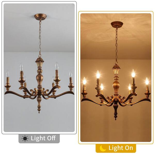 ETONIMERR 26 in. 6-Light Antique Brass French Country Chandelier