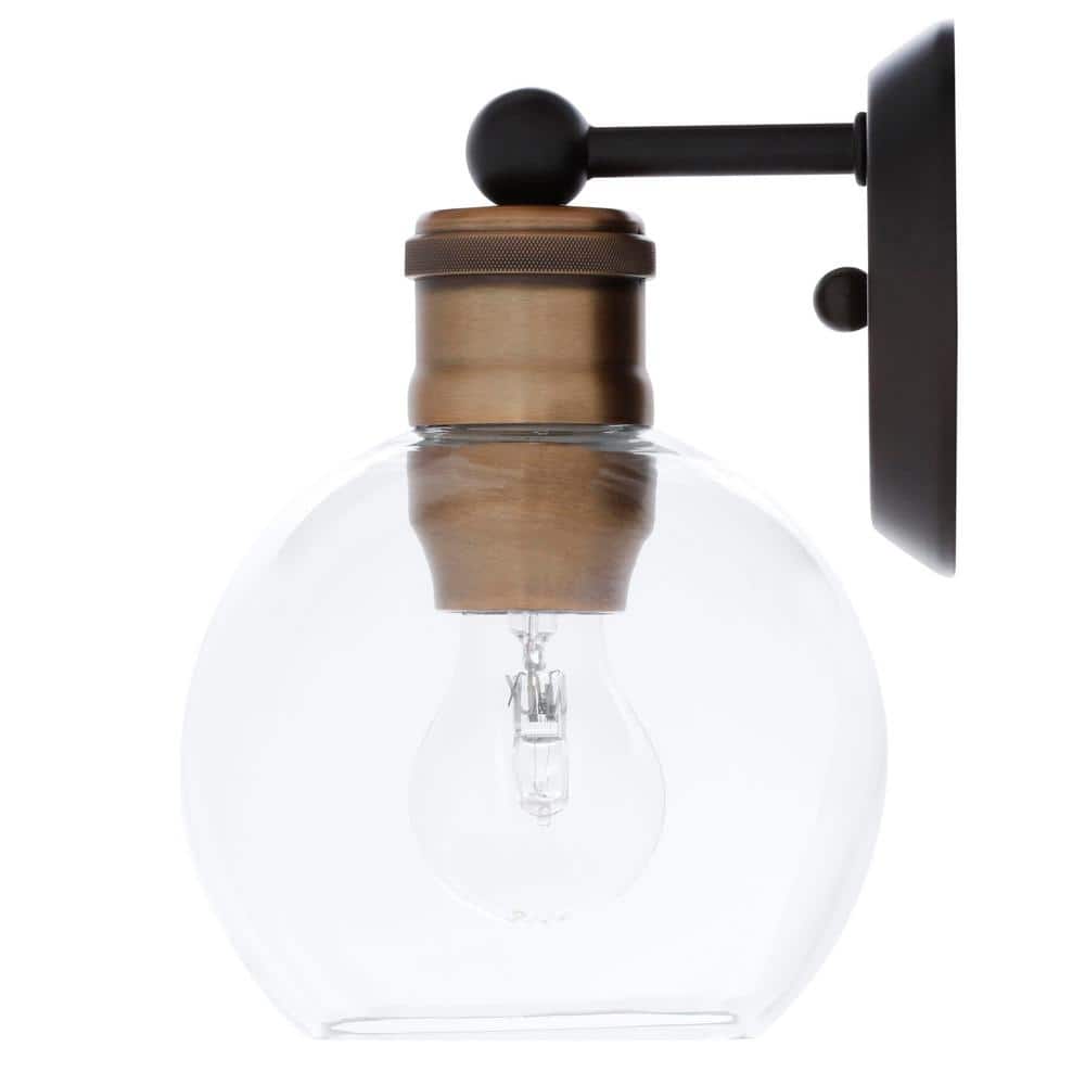 Antique Bronze Clear Glass Globe Vanity Light