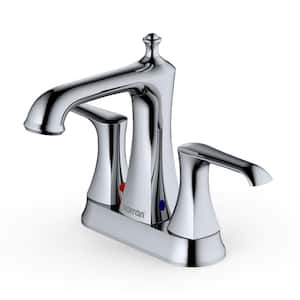 Woodburn 4 in. Centerset 2-Handle Bathroom Faucet with Matching Pop-Up Drain in Chrome