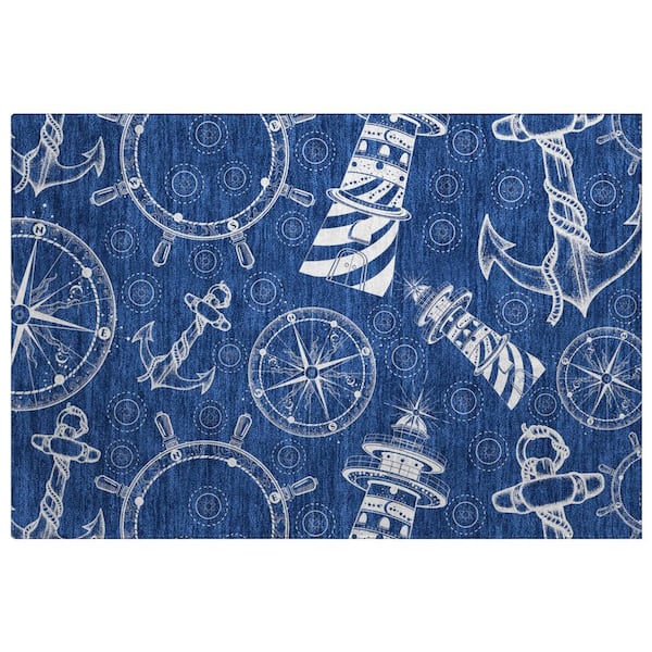 Dream Shag Premium Machine Washable Abstract ADS154 Navy 2 ft. x 3 ft. Accent Rug