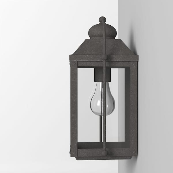 HINKLEY - Anchorage 1-Light Aged Zinc Black Hardwired Outdoor Wall Lantern Sconce