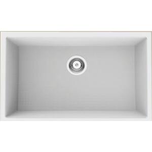 White Granite Composite 25 in. Single Bowl Undermount Kitchen Sink with CSA Approved