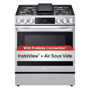6.3 cu. ft. 30 in Smart ProBake Slide-in Dual Fuel Range with Gas Stove and Electric Oven in PrintProof Stainless Steel