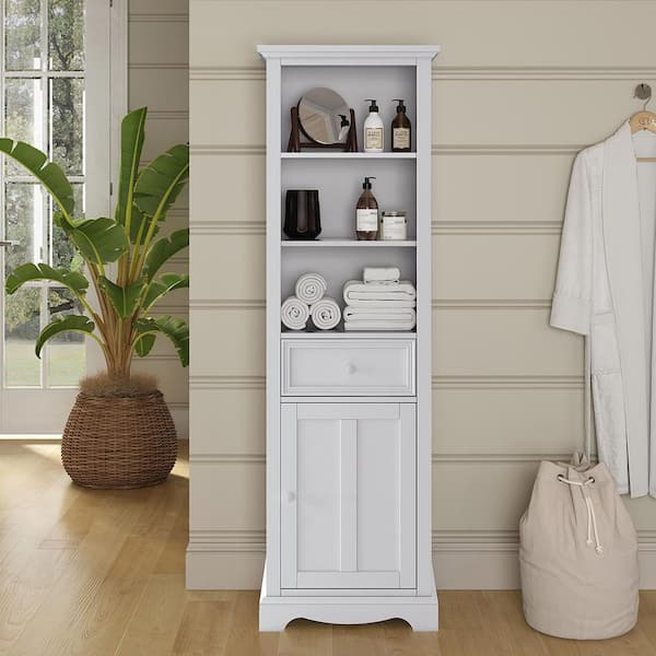 Fremont 20 in. W x 14 in. D x 65 in. H White Freestanding Linen Cabinet