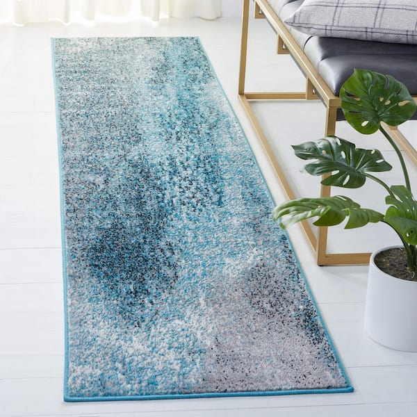 Skyler 2 ft. x 10 ft. Silver/Blue Distressed Overdyed Runner Rug