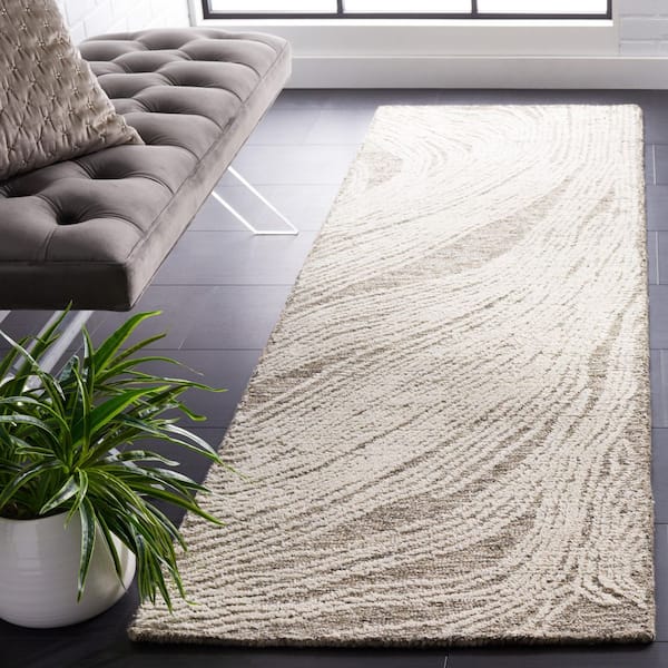 Abstract 2 ft. x 14 ft. Charcoal/Ivory Classic Marble Runner Rug