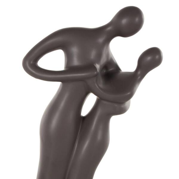 Litton Lane Black 7 in. x 18 in. Ceramic Dancing People Sculpture