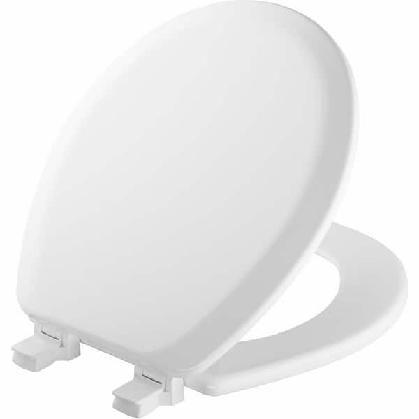 BEMIS Richfield Round Enameled Wood Closed Front Toilet Seat in White Never Loosens and Removes for Easy Cleaning