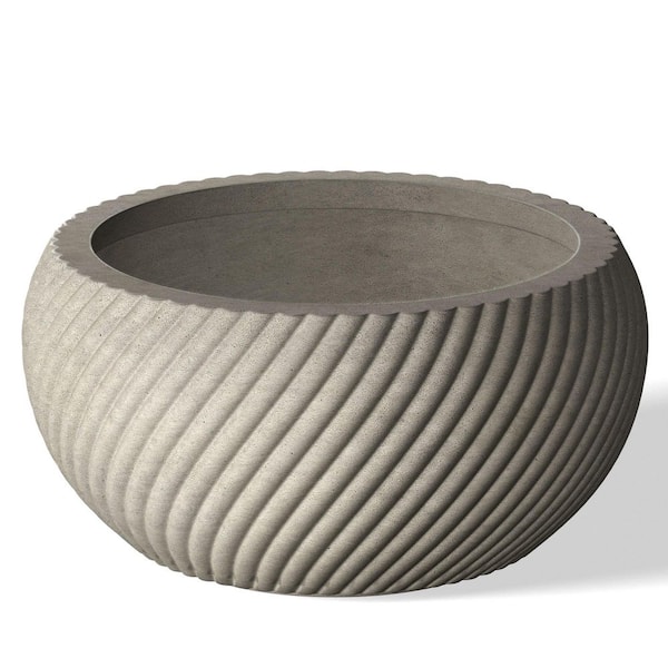 Morrava 12.5 in. Medium Light Gray (Enhanced Interior) Concrete Round Planter / Pot with Drainage Holes