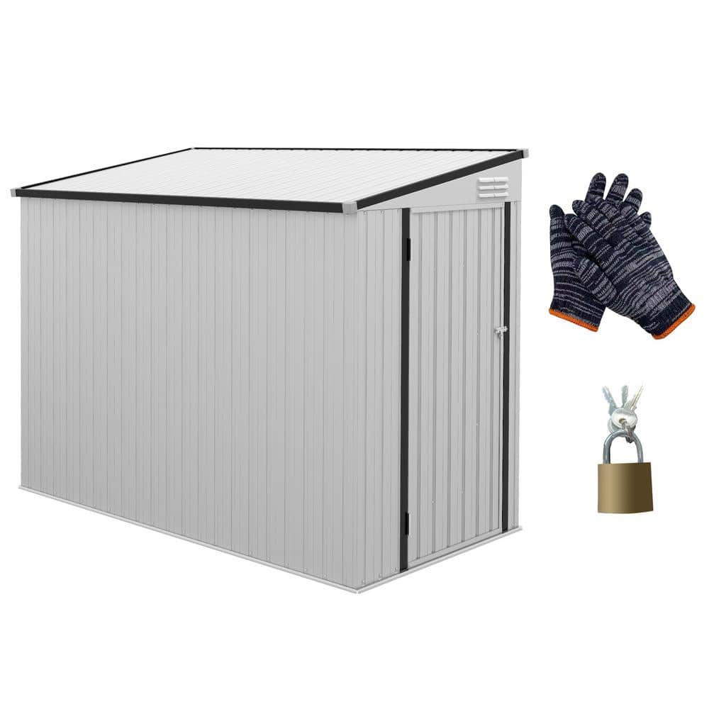 White 4' x 8' Galvanized Steel Lean-to Storage Shed