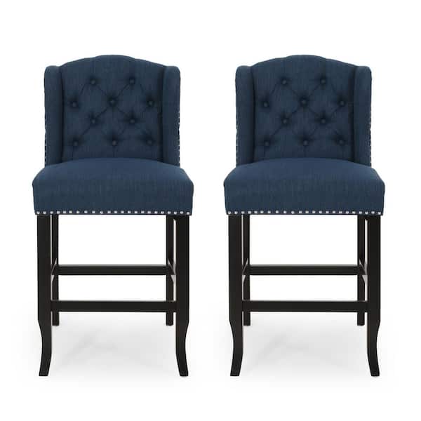 Navy Blue Wingback Counter Stool Set, Home Meridian Counter Stools