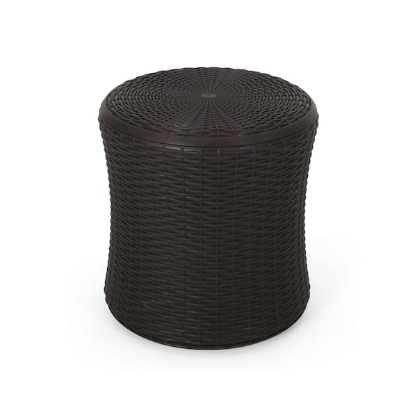 Gtnali Dark Brown Polypropylene Outdoor Side Table Weather-Resistant Design
