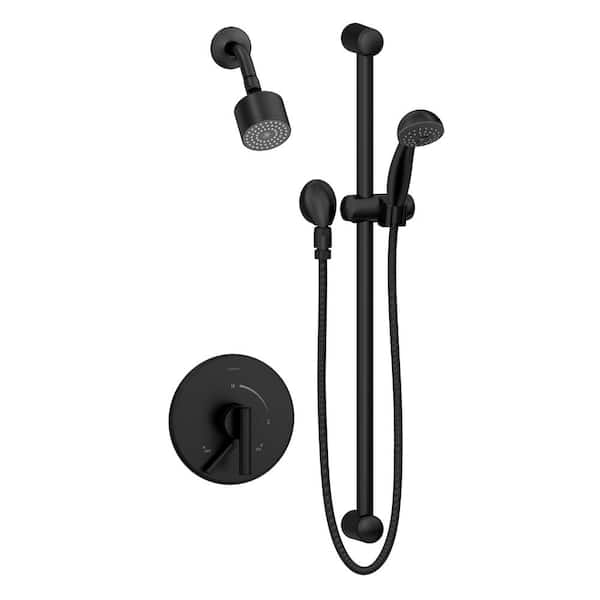 Symmons Dia 1.5 GPM 1-Handle Shower Trim Kit with Hand Shower in Matte Black (Valve Not Included)