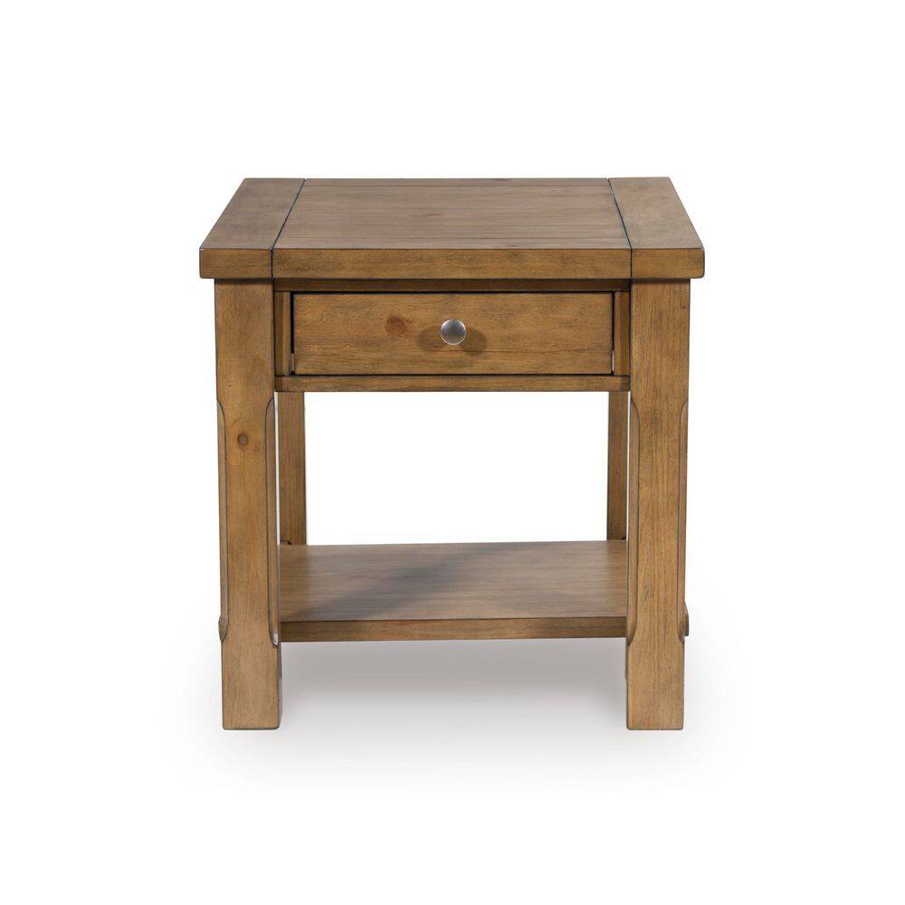 Vandenmore 24 in. Light Brown Rectangle MDF End Table with Shelves - thumbnail 5