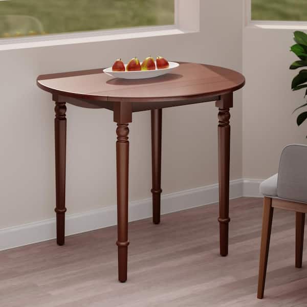 WINSOME WOOD Sorella 35 in. Round Walnut Wood 4-Legs Dining Table Top and Wood Frame Seats 4