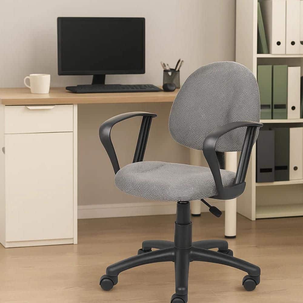 Jea Fabric Rolling Office Task Chair in Gray and Black Arms