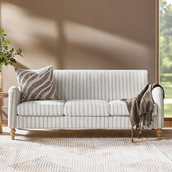 JAYDEN CREATION Justo 78 in. Flared Arm Linen Rectangle Sofa in