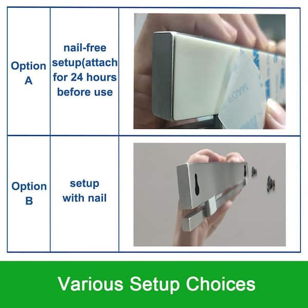 12 in. Stainless Steel Magnetic Knife Strip Wall-Mount Knife Storage with Hooks, Dual Install, Heavy-Duty Magnet