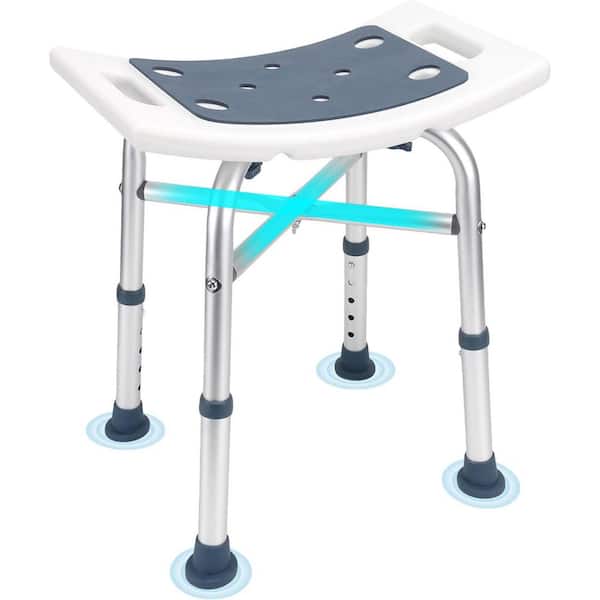 Stability Series 16.5 in. W Freestanding Tool-Free, Height Adjustable, Non-Slip Shower Chair Seat 13.5-17.5 in. Blue