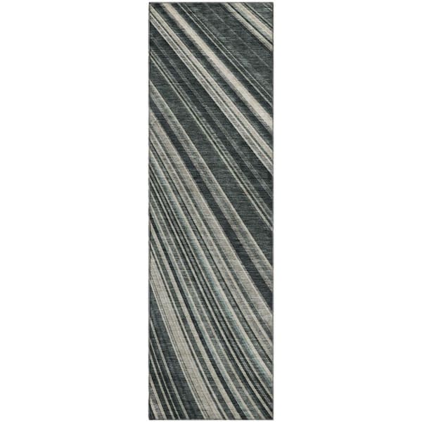 Addison Rugs Mayfield Premium Machine Washable Abstract AMF981 Black 2 ft. 3 in. x 7 ft. 6 in. Runner Rug