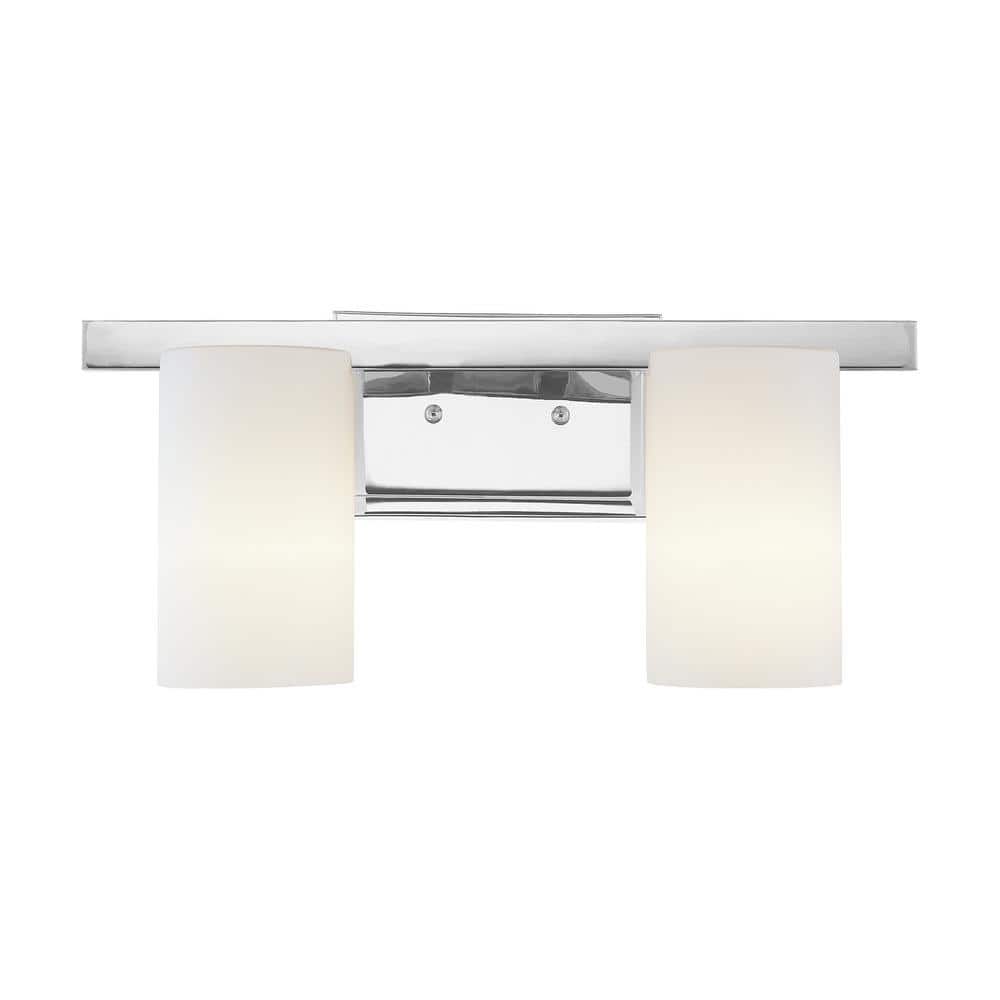 Polished Chrome 2-Light Vanity with Satin Opal Glass