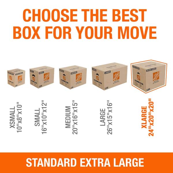 The Home Depot - 24 in. L x 20 in. W x 21 in. D Extra-Large Moving Shipping and Packing Box with Handles