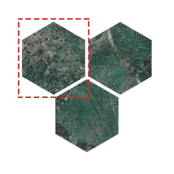 sunwings Hexagon Marble 6 in. x 6 in. Amazonita Green Peel and Stick Backsplash Stone Composite Wall Tile (0.25 sq. ft.)
