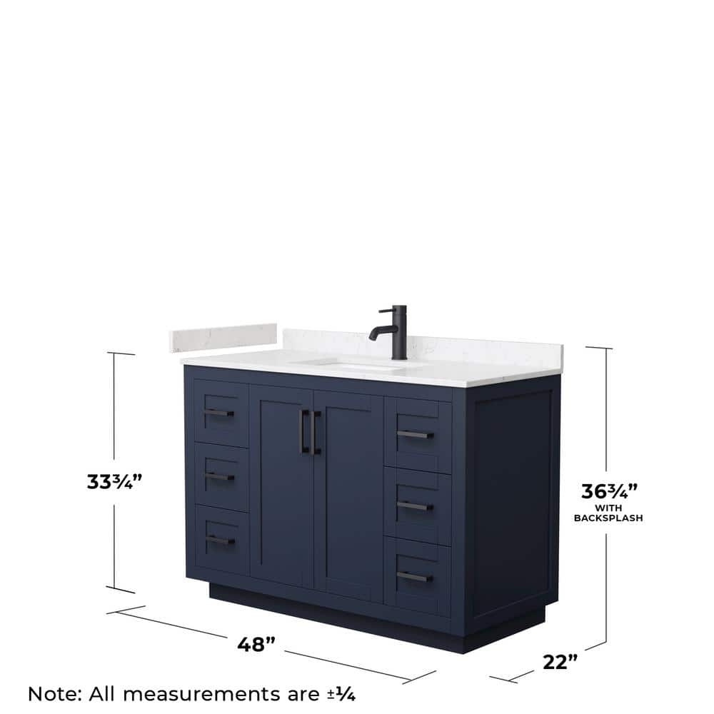 Miranda 48" Blue/Black Marble & Wood Single Bathroom Vanity