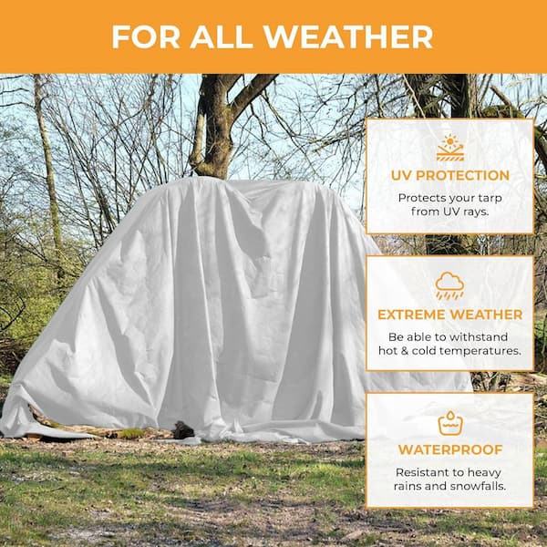 TarpsNow 16 ft. x 20 ft. White 6 Mil Heavy Duty Plastic Poly Tarp