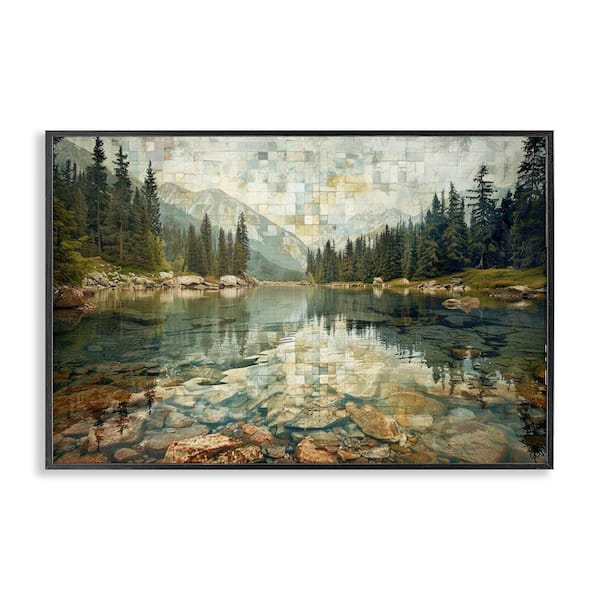 Stupell Industries Tiled Mountain Landscape by LSR Design Studio Black Framed Nature Giclee Art Print 12 in. x 18 in.