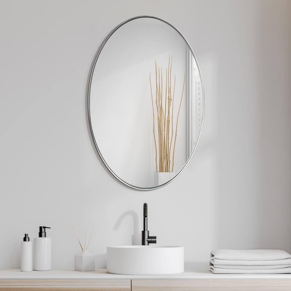 Brushed Silver 36" x 24" Rectangular Wall Mirror