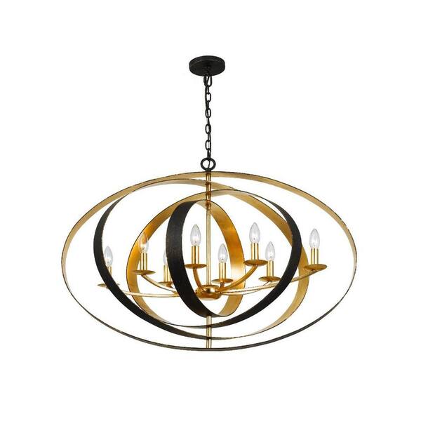 Crystorama Luna 8-Light English Bronze + Antique Gold Shaded