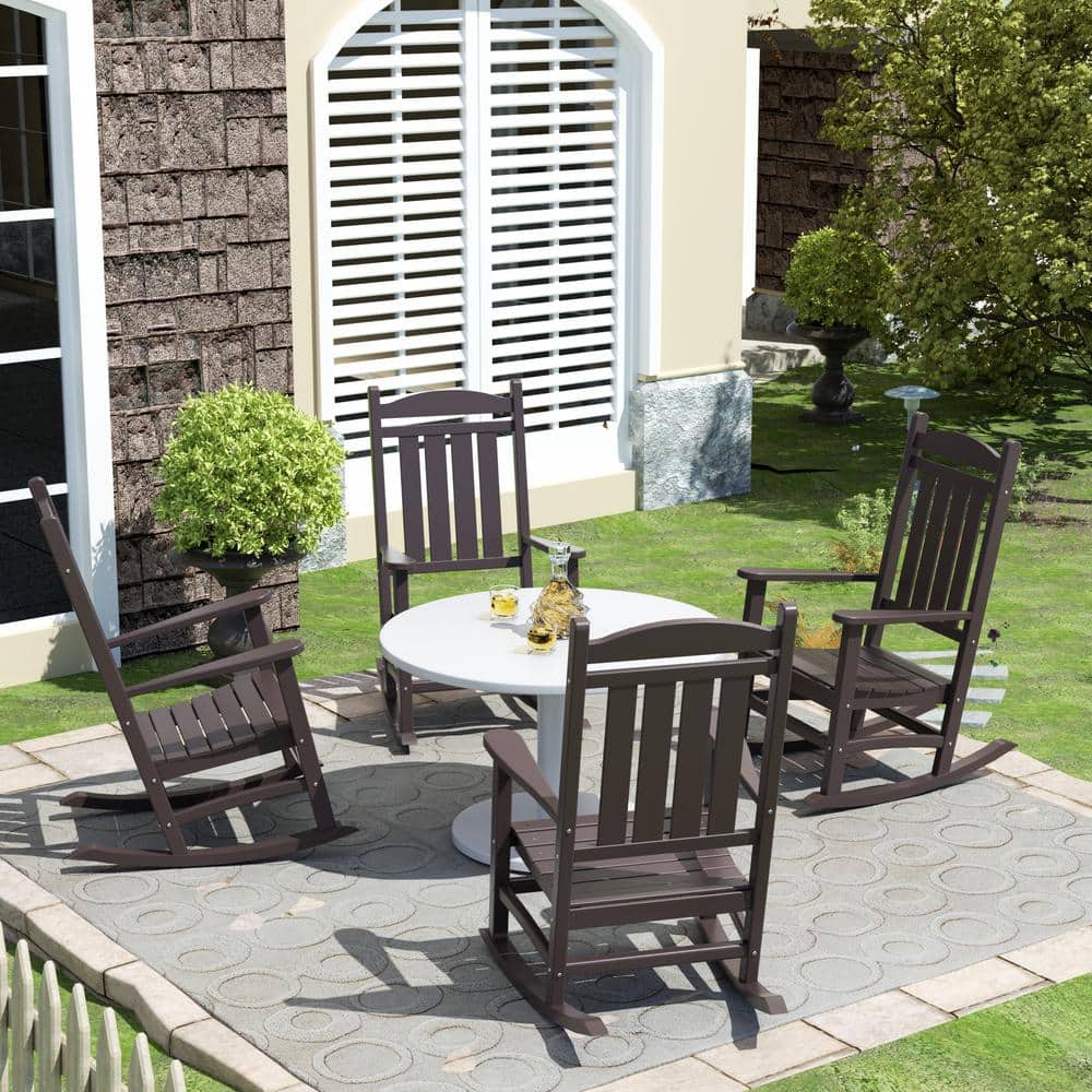 Kenly Dark Brown Classic Plastic Outdoor Rocking Chair (Set of 4) price history on PriceWatchPro